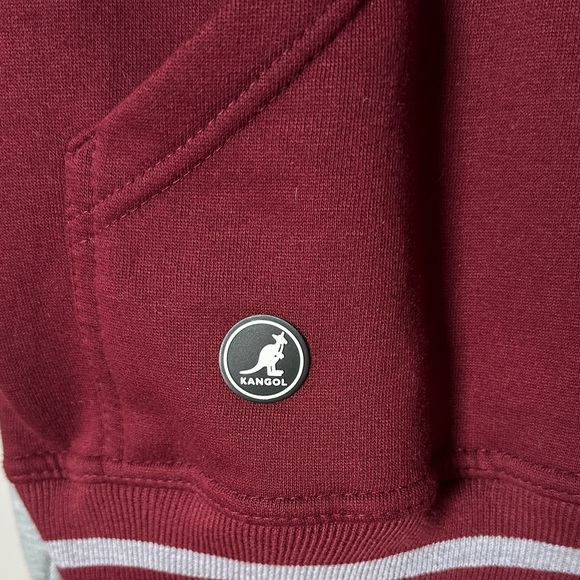 2 Kangol Two-Tone Maroon and Gray Pullover Hoodies - Picture 3 of 10